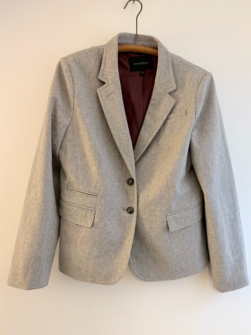 Grey wool blazer by Banana Republic, size 12